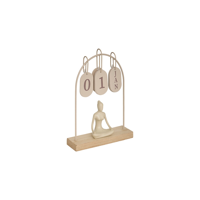 Calendrier métal Yogi haut 28,5 cm blanc