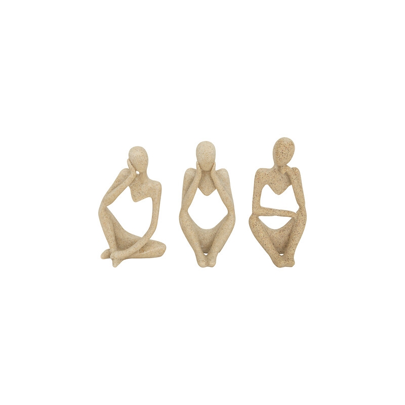 Lot de 3 statues femmes Aby haut 11,5 cm résine beige