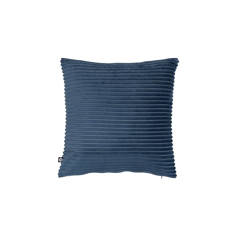Coussin flanelle côtelé Arum 38 x 38 cm bleu encre