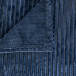 Plaid Arum 240 x 220 cm flanelle côtelée bleu encre