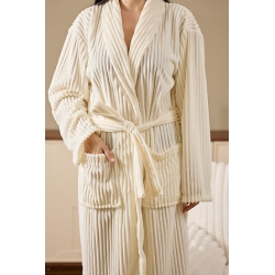 Peignoir Arum velours côtelé en flanelle taille unique ivoire