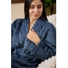 PEIGNOIR ARUM VELOURS CÔTELÉ EN FLANELLE TAILLE UNIQUE BLEU ENCRE
