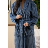 PEIGNOIR ARUM VELOURS CÔTELÉ EN FLANELLE TAILLE UNIQUE BLEU ENCRE