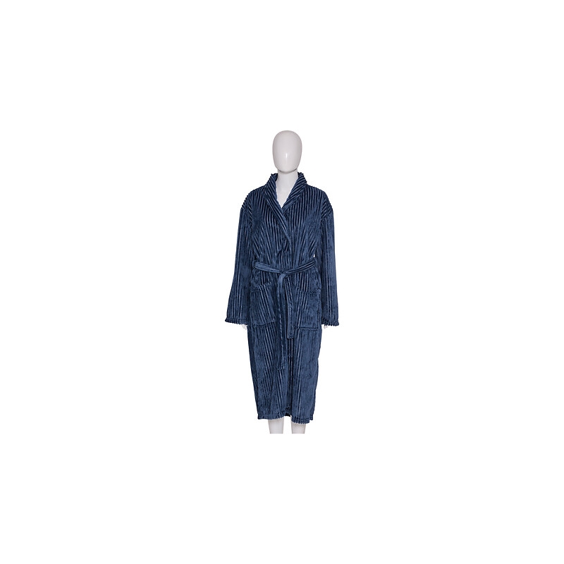 PEIGNOIR ARUM VELOURS CÔTELÉ EN FLANELLE TAILLE UNIQUE BLEU ENCRE