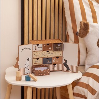 Coffret de naissance souvenirs chien 9 tiroirs beige pour garcon pas cher