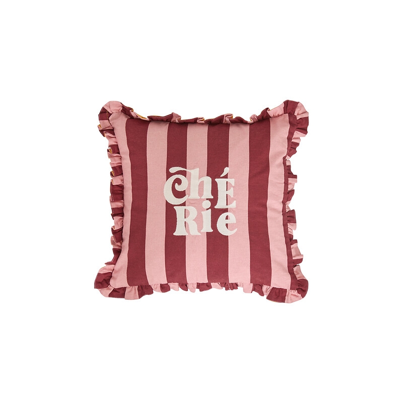 Coussin à volants Chéri 40 x 40cm coton rouge