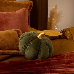 Coussin citrouille diam 32 cm x haut 18 cm polyester kaki