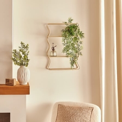 Etagère 2 niveaux vague Judy L. 40 x P. 12 x H. 58 cm métal beige