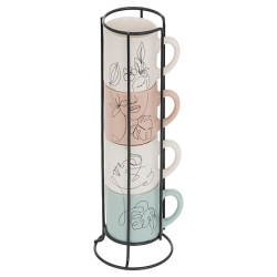 Rack 4 mugs Visage abstrait...