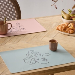 SET DE TABLE VISAGE ABSTRAIT 45 X 30 CM BLEU