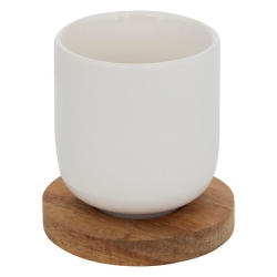 Coffret Elégance 4 tasses 10 cl et plateau acacia long 25 cm