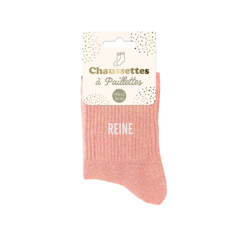 Chaussettes Paillettes Reine pêche