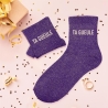 Chaussettes Paillettes Ta Gueule violet