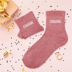 Chaussettes Paillettes Coquine rose