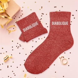 Chaussettes Paillettes Diabolique rouge