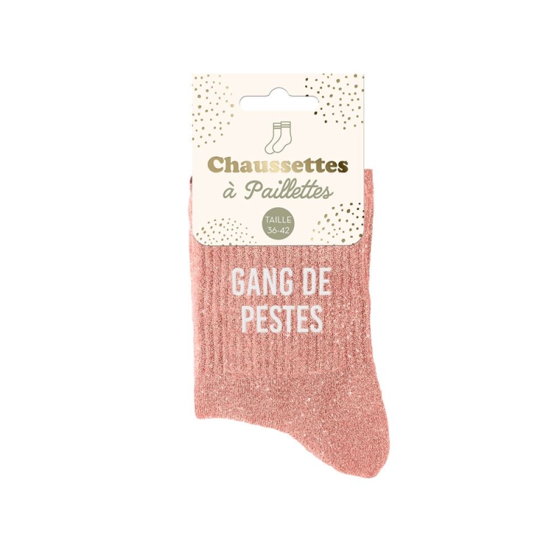 Chaussettes Paillettes Gang De Pestes rose
