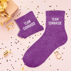 Chaussettes Paillettes Team Connasse violet