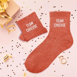 Chaussettes Paillettes Team Chieuse orange
