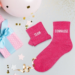 Chaussettes Paillettes Duo Team Connasse fuschia