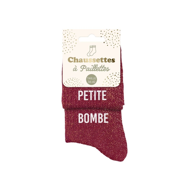 Chaussettes Paillettes Duo Petite Bombe bordeaux