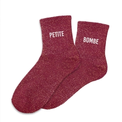 Chaussettes Paillettes Duo Petite Bombe bordeaux