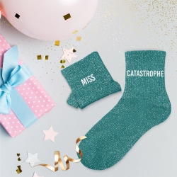 Chaussettes Paillettes Duo Miss Catastrophe bleu vert