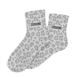 Chaussettes Paillettes Coquine gris léopard