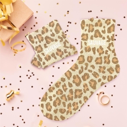 Chaussettes Paillettes Sauvage beige léopard