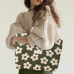 Sac Cabas Velours Cotele Motifs Boheme