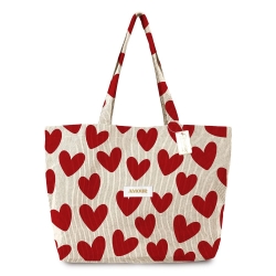 Sac Cabas Velours Cotele Motifs Amour