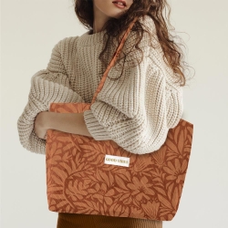 Sac Cabas Velours Cotele Motifs Good Vibes