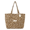 SAC CABAS VELOURS COTELE MOTIFS LÉOPARD MARRON ESCAPADE