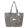 SAC CABAS VELOURS COTELE MOTIFS LÉOPARD BLANC ESCAPADE