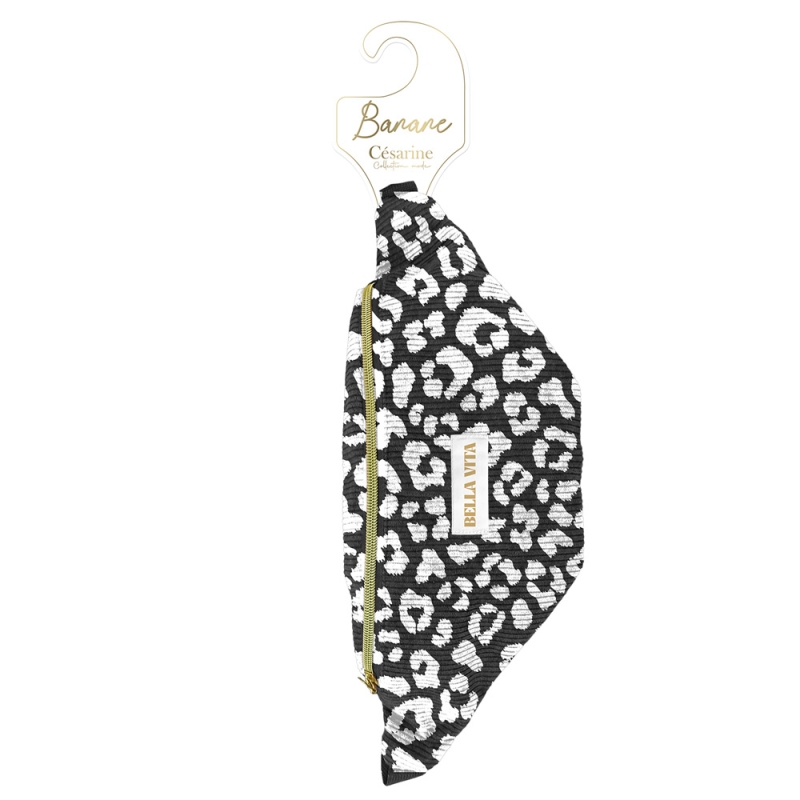 Sac Banane Velours Cotele Motifs Léopard blanc Bella Vita