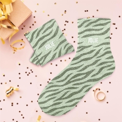 Chaussettes Paillettes Jolie zebre vert