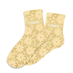 Chaussettes Paillettes Elegante fleurs jaune