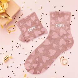 Chaussettes Paillettes Chipie coeurs rose