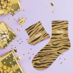 Chaussettes Paillettes Tigresse motif tigre