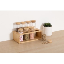 Rack 8 pots à épices verre support bambou