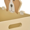 Coffre à roulettes chien bois beige