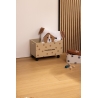 Coffre à roulettes chien bois beige