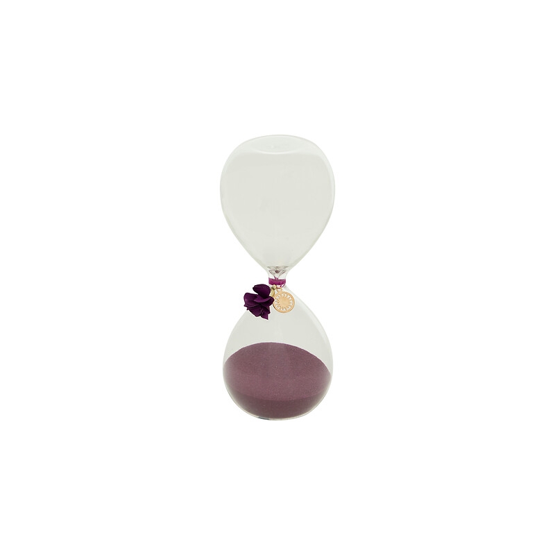 Sablier Belli haut 20 cm verre violet avec charm