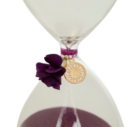 Sablier Belli haut 20 cm verre violet avec charm