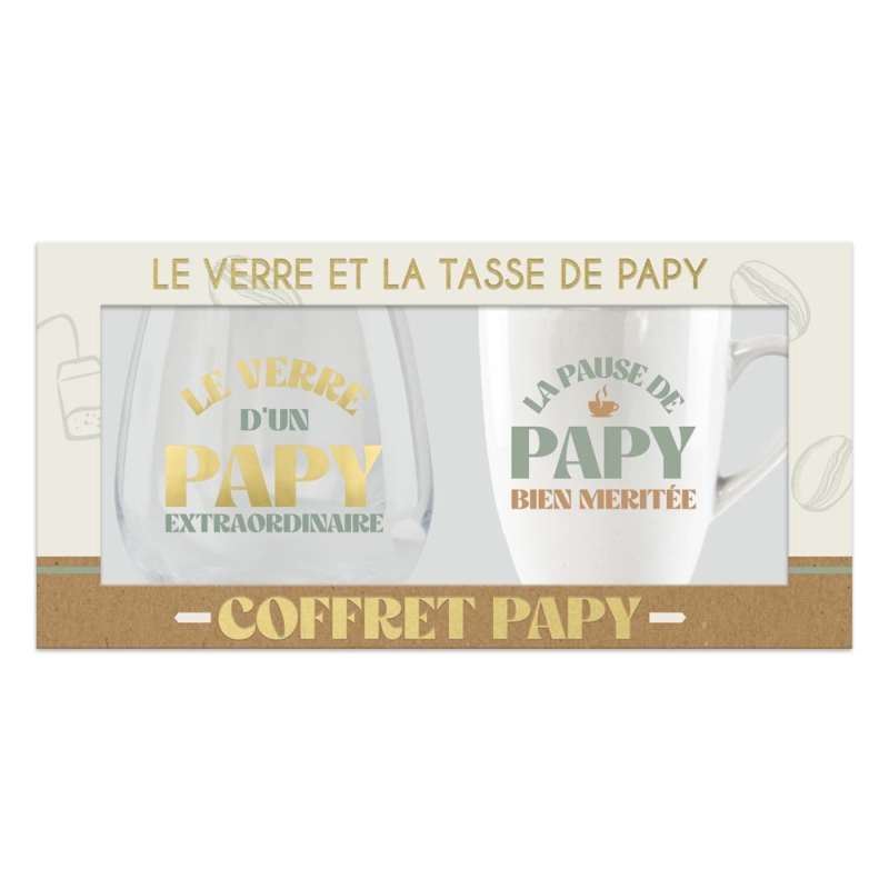 Coffret verre et tasse papy