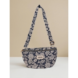 Sac banane coton imprimé AMOUR bleu marine