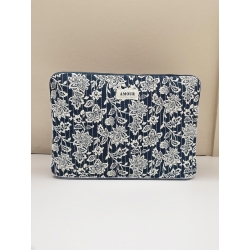Pochette ordinateur coton AMOUR bleu marine