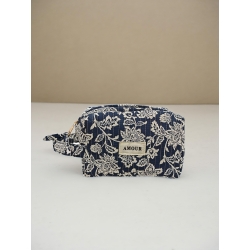 Trousse de toilette coton AMOUR bleu marine