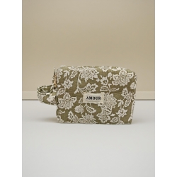 Trousse de toilette coton AMOUR vert