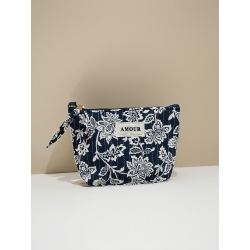 Petite trousse coton AMOUR bleu marine