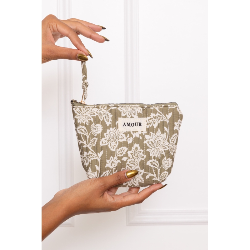 Petite trousse coton AMOUR vert